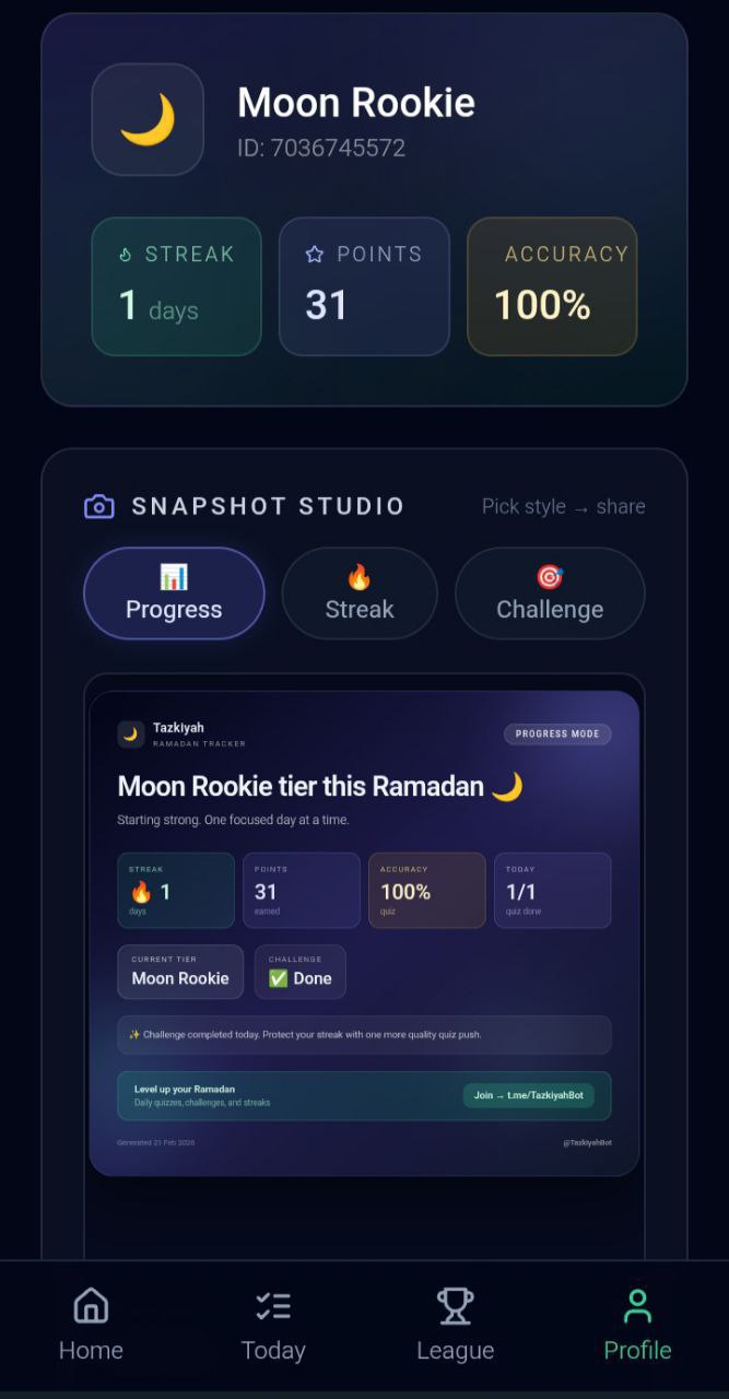 Tezkiyah Bot Islamic learning and habit-building interface preview